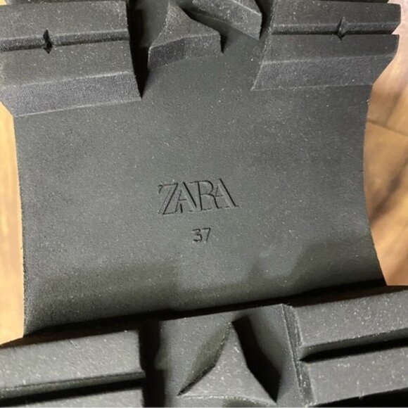 Zara Khaki Green Leather Track Sole‎ Aankle Boots Women Size US 6.5 (EU 37) - Picture 11 of 13